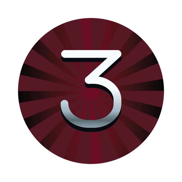 Drei Zahl in rotem rundem Symbol — Stockvektor