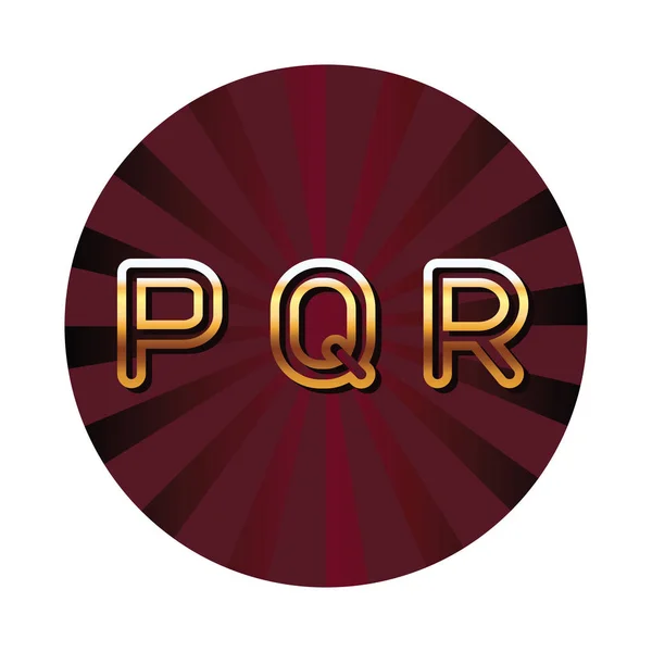 Letras del alfabeto PQR emblema redondo rojo — Archivo Imágenes Vectoriales