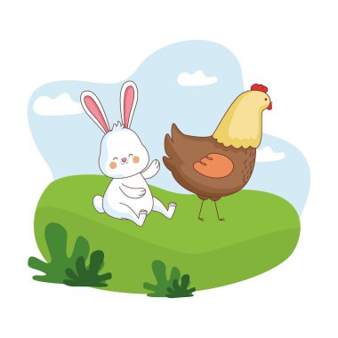 Mutlu çiftlik hayvanları karikatür