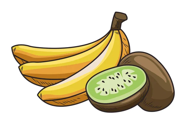 Basis frisches Obst Ernährung gesunde Hand gezeichnet — Stockvektor