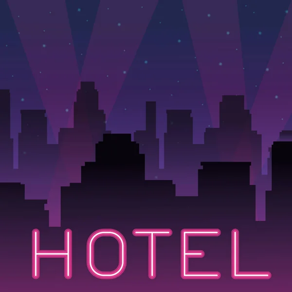 Hotel neon advertising — Stock Vector