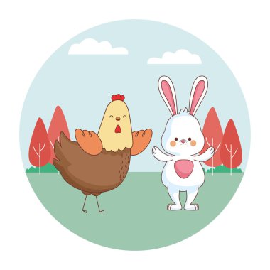 Mutlu çiftlik hayvanları karikatür