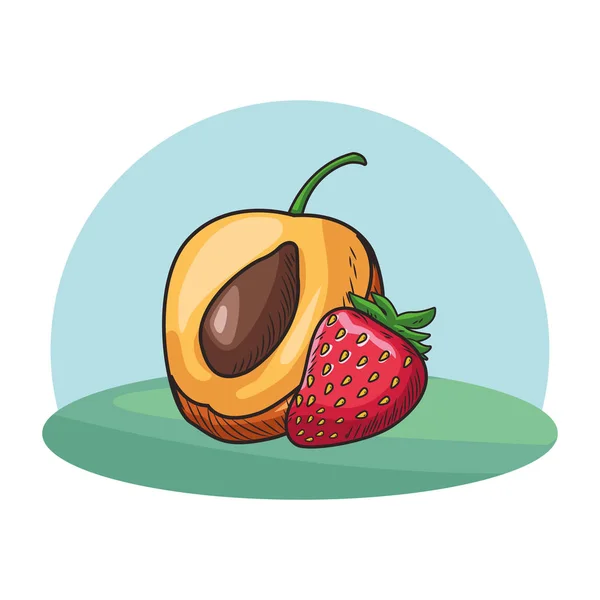 Frutta fresca nutrizione cornice di sfondo sano — Vettoriale Stock