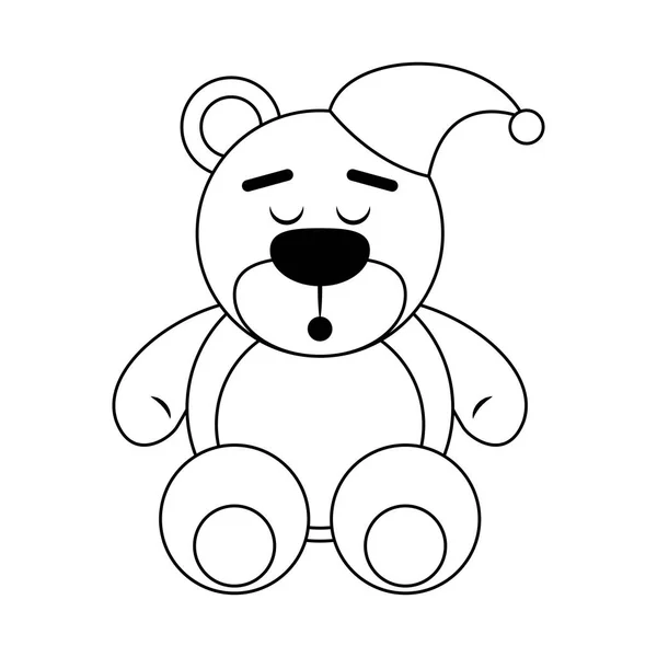 Urso de pelúcia com chapéu pijama desenhos animados —  Vetores de Stock