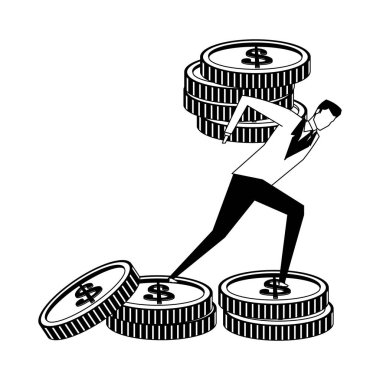 Siyah beyaz paraları elinde tutan işadamı