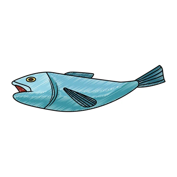 Pescado marisco garabato aislado — Vector de stock