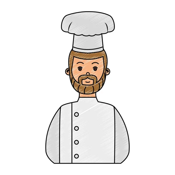 Chef masculino avatar garabato — Vector de stock