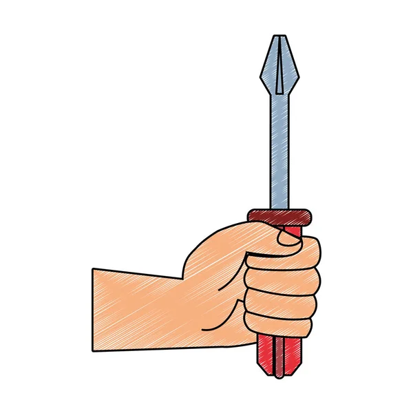 Рука с отвёрткой каракули — стоковый вектор