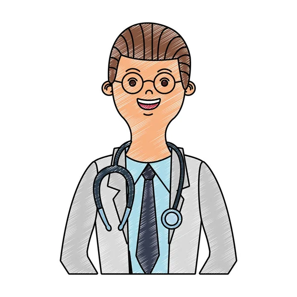 Αρσενικό γιατρός καρτούν γελοιογραφία — Διανυσματικό Αρχείο