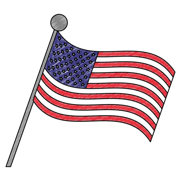 Stati Uniti bandiera scarabocchiare isolato — Vettoriale Stock