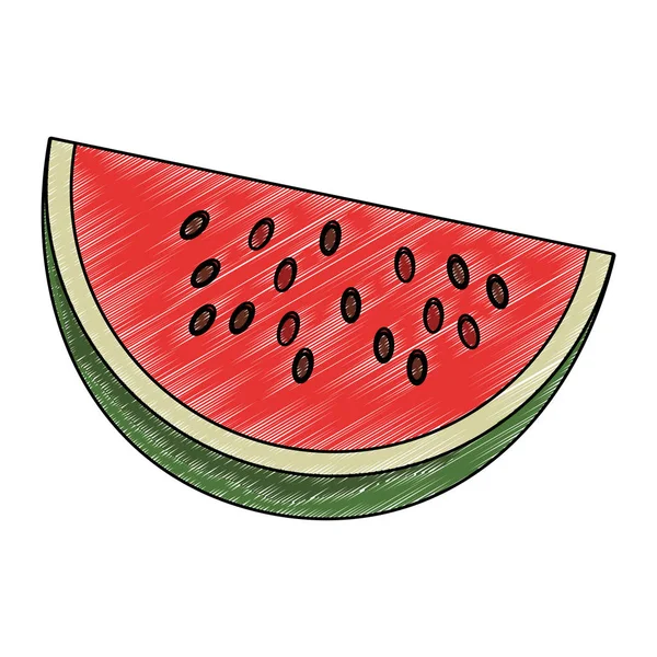 Garabato de fruta en rodajas de sandía — Vector de stock