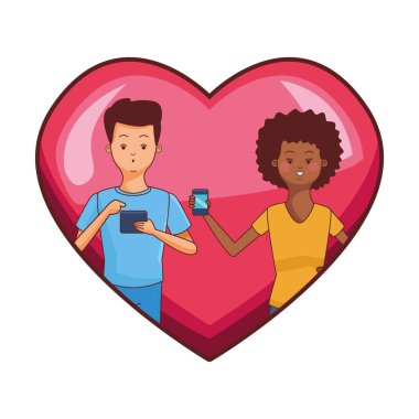 Kalp çerçevesi karikatür bin yıllık çift