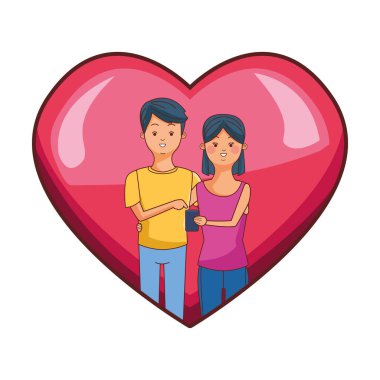 Kalp çerçevesi karikatür bin yıllık çift