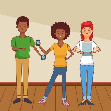 genç gündelik insanlar karikatür