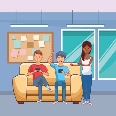 genç gündelik insanlar karikatür