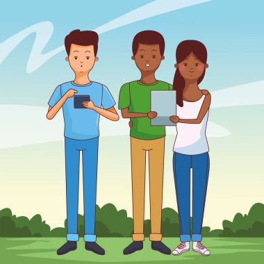 genç gündelik insanlar karikatür