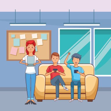 genç gündelik insanlar karikatür