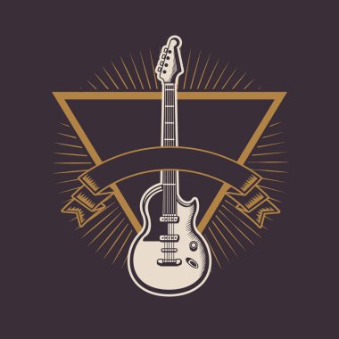 Çizimler ile Rock and roll vintage amblemi