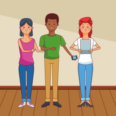 genç gündelik insanlar karikatür