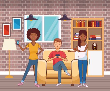 genç gündelik insanlar karikatür