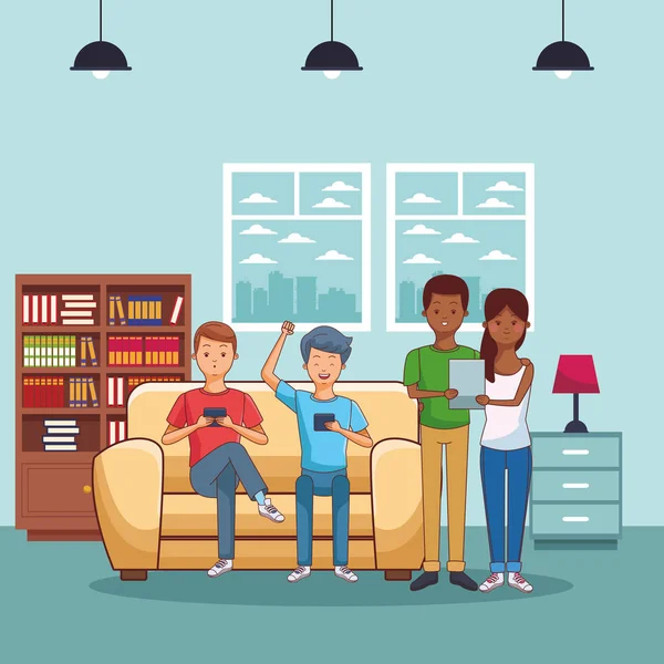 genç gündelik insanlar karikatür