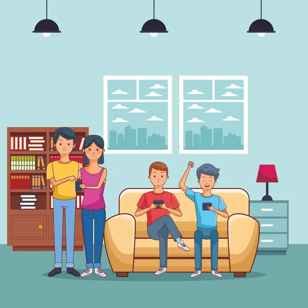 genç gündelik insanlar karikatür