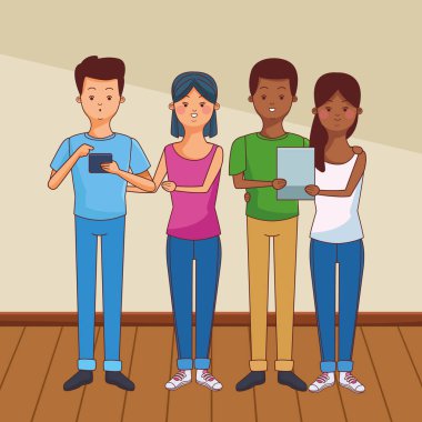 genç gündelik insanlar karikatür