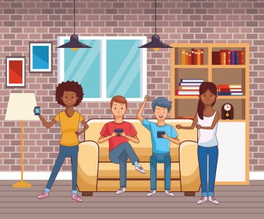 genç gündelik insanlar karikatür