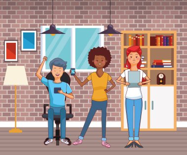 genç gündelik insanlar karikatür