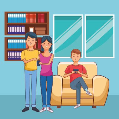 genç gündelik insanlar karikatür