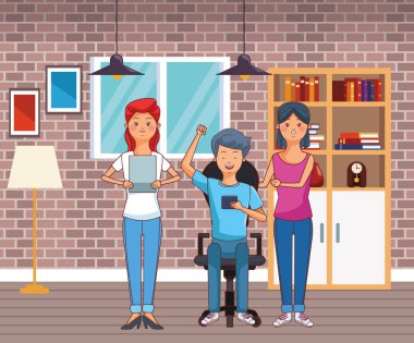 genç gündelik insanlar karikatür