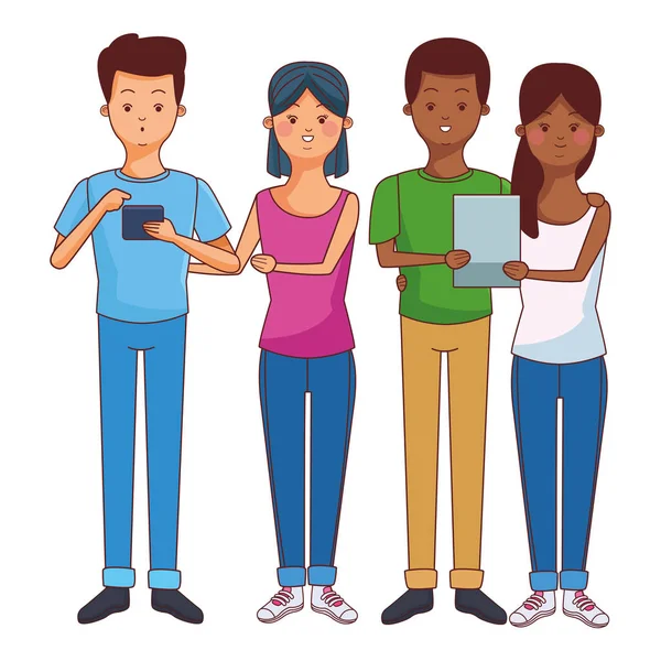Millennials ve akıllı telefonlar — Stok Vektör