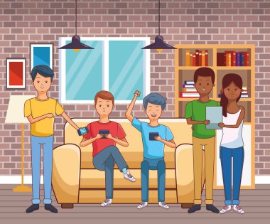 genç gündelik insanlar karikatür