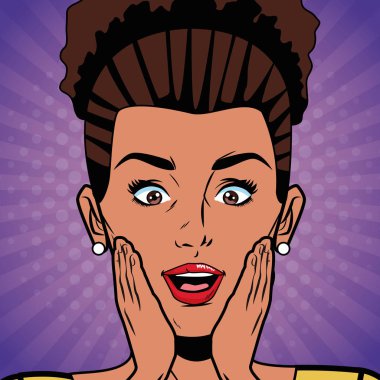Pop art kadın seksi yüz karikatür