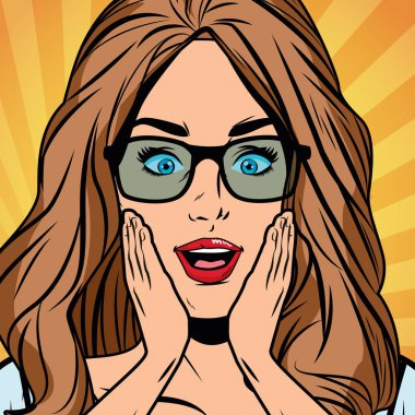 Pop art kadın seksi yüz karikatür