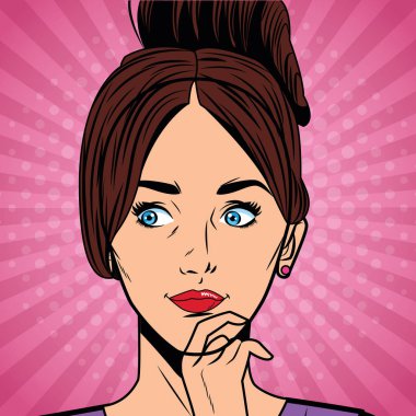 Pop art kadın seksi yüz karikatür