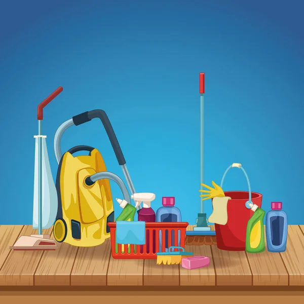 Housekeeping cleaning cartoon — Stock Vector