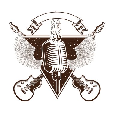 Rock and roll vintage çizim