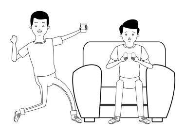 Siyah beyaz bin yıllık insanlar oyun partisi