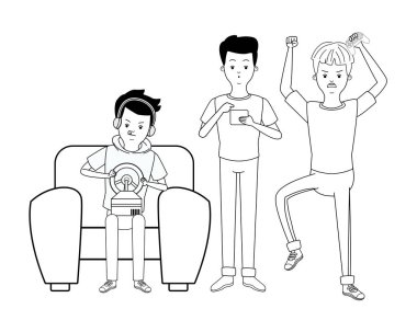 Bin yıllık insanlar oyun partisi siyah beyaz