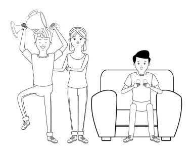 Bin yıllık insanlar oyun partisi siyah beyaz