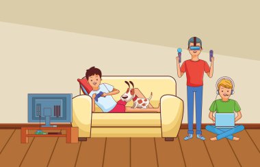 Siyah beyaz Millennials ve videogames karikatürler