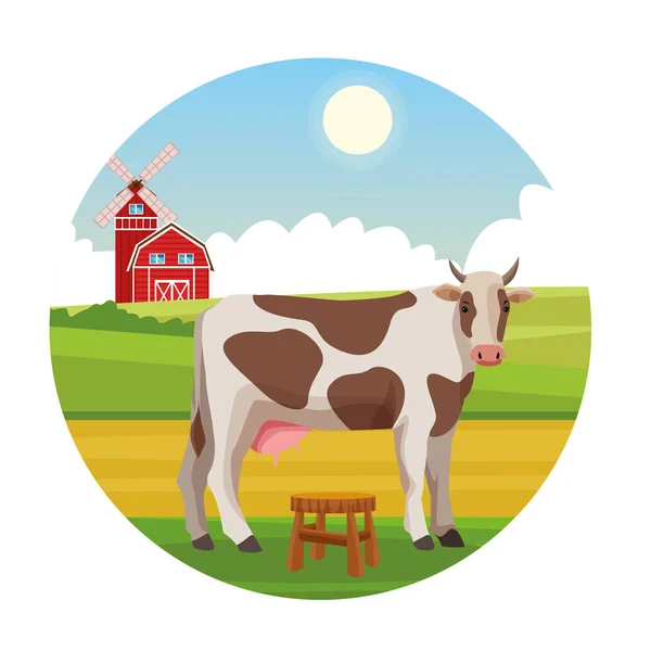 Caricatures animalières rurales agricoles — Image vectorielle