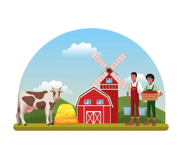 Farm landsbygdens karikatyrer — Stock vektor