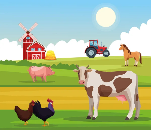 Falusi vidéki rajzfilmek — Stock Vector