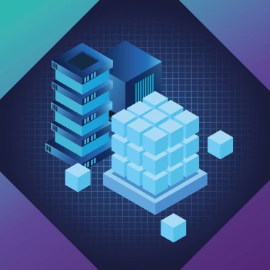 Dijital teknoloji mavi semboller