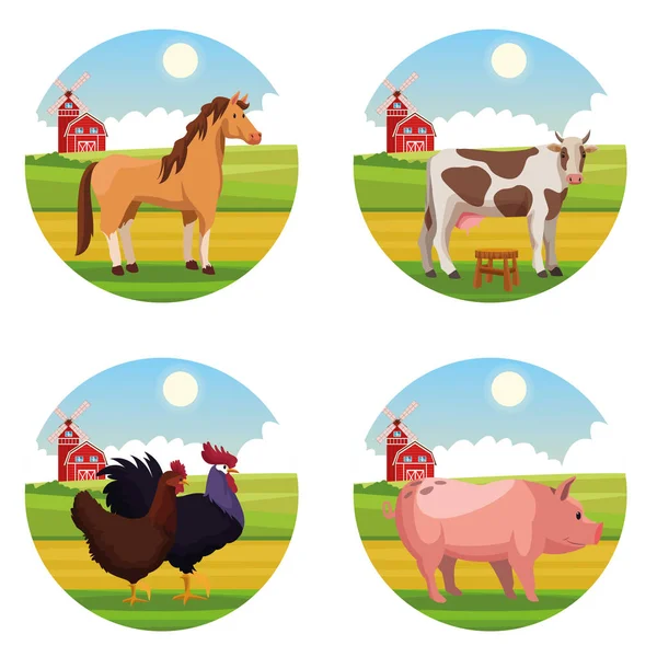 Farm animal cartoons — Stock Vector