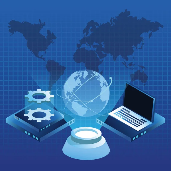 Koncepce digitální globální technologie Blue — Stockový vektor