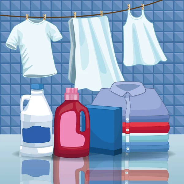 Perlengkapan housekeeping dan cleaning kit - Stok Vektor