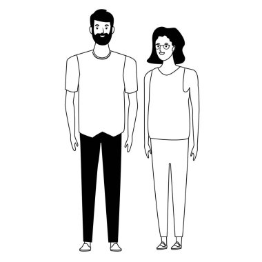 siyah ve beyaz çift avatar karikatür karakter